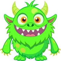 grön hårig monster tecknad serie karaktär vektor