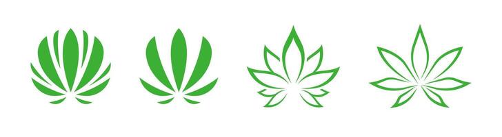 lotus löv grön ikon uppsättning. harmoni symbol samling. vektor