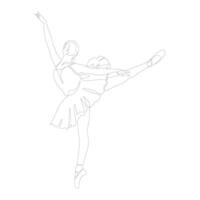 kontinuerlig linje konst teckning. balett dansare ballerina. illustration silhuett av en dansare vektor