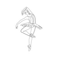 kontinuierlich Linie Kunst Zeichnung. Ballett Tänzer Ballerina. Illustration Silhouette von ein Tänzer vektor