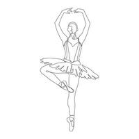 kontinuerlig linje konst teckning. balett dansare ballerina. illustration silhuett av en dansare vektor