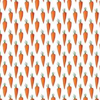 sömlös mönster orange morötter med grön blast. tecknad serie stil. färsk mat produkt element för klistermärke, matvaror affär, bruka Lagra element. illustration vektor