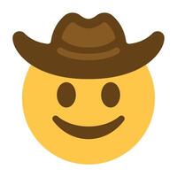 cowboy hatt ansikte emoji ikon vektor