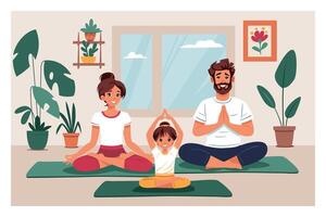 Familie tun Yoga im Lotus Pose vektor