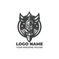 enkel krigare svartvit logotyp design vektor