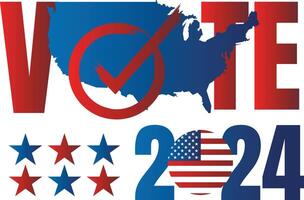 blå och röd klistermärke rösta för de oss president- val 2024 vektor