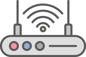 W-lan Router Linie gefüllt Licht Symbol vektor