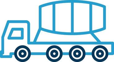 Zement LKW Linie Blau zwei Farbe Symbol vektor