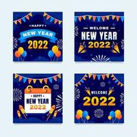 uppsättning inlägg på sociala medier för 2022 års nyårsfirande vektor