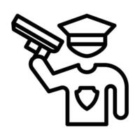 Polizist halten Gewehr Linie Symbol Design vektor