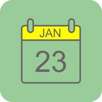 januari fylld gul ikon vektor
