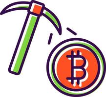 Bitcoin Bergbau gefüllt Design Symbol vektor