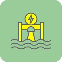 vattenkraft fylld gul ikon vektor