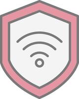wiFi säkerhet linje fylld ljus ikon vektor