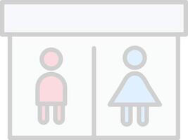 Öffentlichkeit Toilette Linie gefüllt Licht Symbol vektor