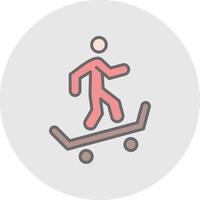 Skateboarding Linie gefüllt Licht Symbol vektor