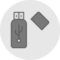 USB Linie gefüllt Licht Symbol vektor