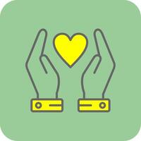 Hände halten Herz gefüllt Gelb Symbol vektor