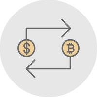 Bitcoin Austausch Linie gefüllt Licht Symbol vektor