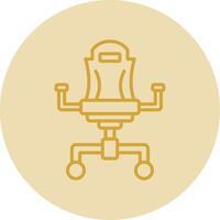 gaming stol linje gul cirkel ikon vektor