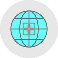global medicinsk service linje fylld ljus ikon vektor