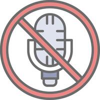 Nein Mikrofon Linie gefüllt Licht Symbol vektor