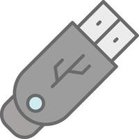 USB Stick Linie gefüllt Licht Symbol vektor