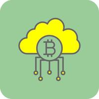 Wolke Bitcoin gefüllt Gelb Symbol vektor