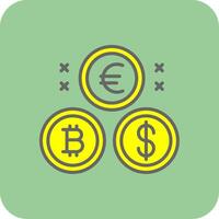 Kryptowährung Münzen gefüllt Gelb Symbol vektor