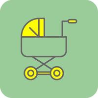 Baby Kinderwagen gefüllt Gelb Symbol vektor