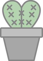 kaktus linje fylld ljus ikon vektor