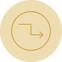 sicksack- pil linje gul cirkel ikon vektor