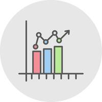 Bar Diagramm Linie gefüllt Licht Symbol vektor