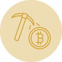 Bitcoin Bergbau Linie Gelb Kreis Symbol vektor