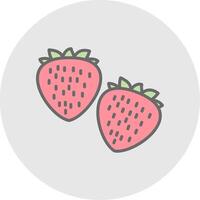 Erdbeeren Linie gefüllt Licht Symbol vektor