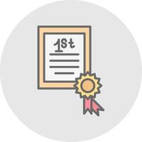 certifikat linje fylld ljus ikon vektor