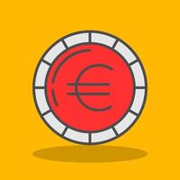 Euro Münze gefüllt Schatten Symbol vektor