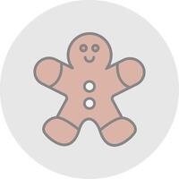 Lebkuchen Mann Linie gefüllt Licht Symbol vektor