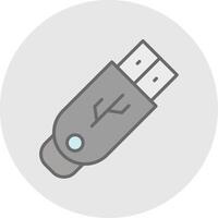 USB Stick Linie gefüllt Licht Symbol vektor