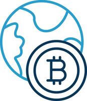 Bitcoin Welt Linie Blau zwei Farbe Symbol vektor