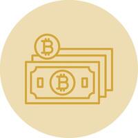 bitcoin kontanter linje gul cirkel ikon vektor