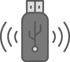 USB Linie gefüllt Licht Symbol vektor