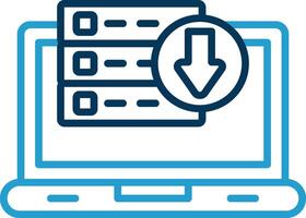 laddar ner data linje blå två Färg ikon vektor