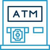 Bankomat maskin linje blå två Färg ikon vektor
