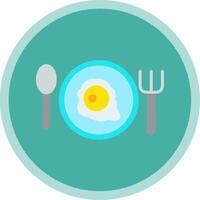frukost platt mång cirkel ikon vektor