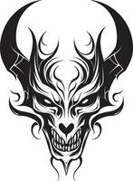 frestelse tecken svart djävulshuvud stygian symbol djävulshuvud tatuering vektor