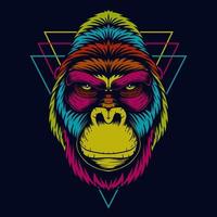 gorilla huvud färgglada vektorillustration vektor
