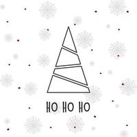 schwarze Silhouette eines Weihnachtsbaumes mit grauen Schneeflocken und rotem Schnee. Frohe Weihnachten und ein glückliches neues Jahr 2022. Vektor-Illustration. ho ho ho. vektor