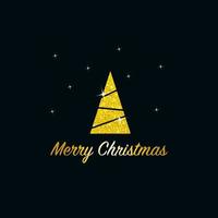 glittrande julgran. gyllene metallisk glitter ikon på en mörkblå bakgrund. god jul och gott nytt år 2022. vektorillustration. vektor