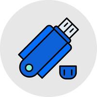 USB Stick Linie gefüllt Licht Symbol vektor